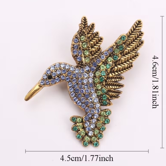 🌺Hummingbird Bird Rhinestone Brooch. Hummingbird Accessories - Picture 3 of 4